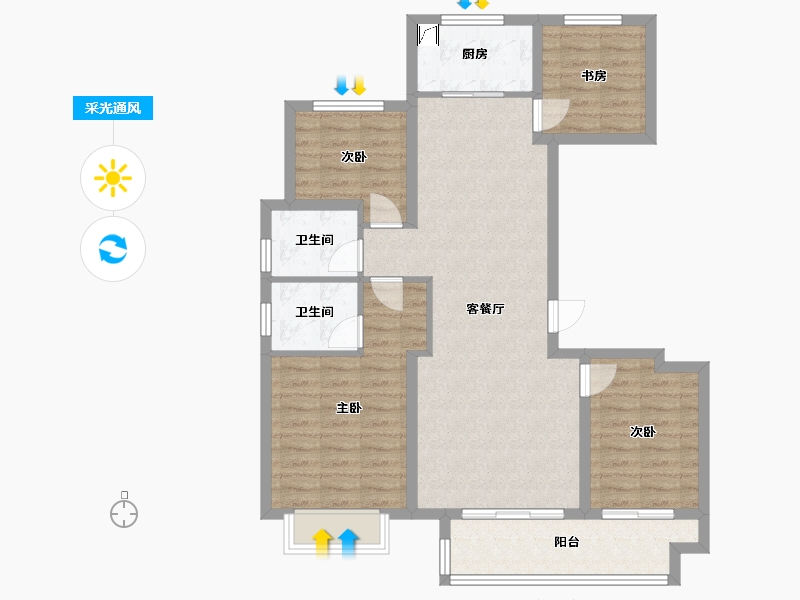 山东省-枣庄市-鼎祥诚园-107.00-户型库-采光通风