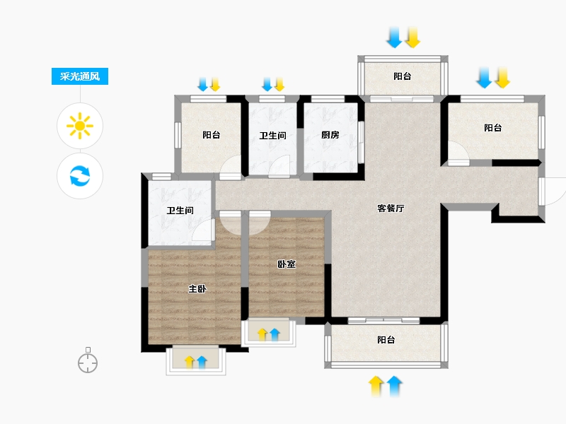 广东省-惠州市-新华联广场-99.00-户型库-采光通风