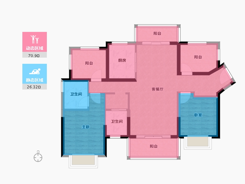 广东省-惠州市-新华联广场-85.65-户型库-动静分区