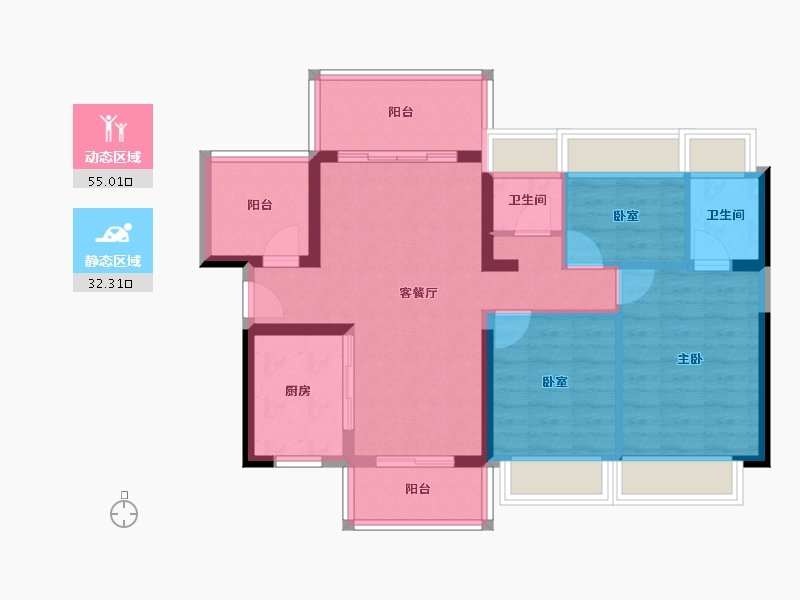 广东省-惠州市-灿邦珑廷观邸-77.45-户型库-动静分区