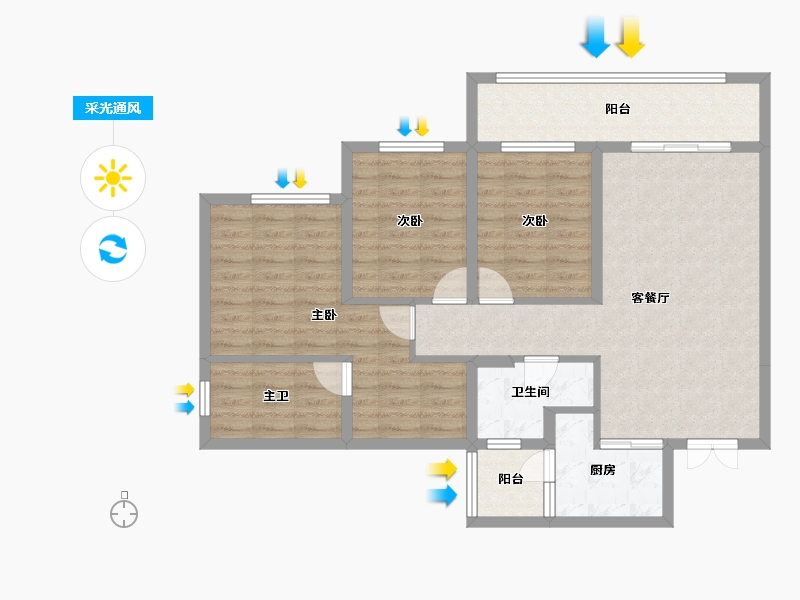 四川省-成都市-双楠悦天地-93.05-户型库-采光通风