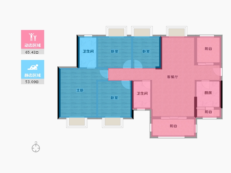 广东省-惠州市-鹏达南山壹号-106.54-户型库-动静分区