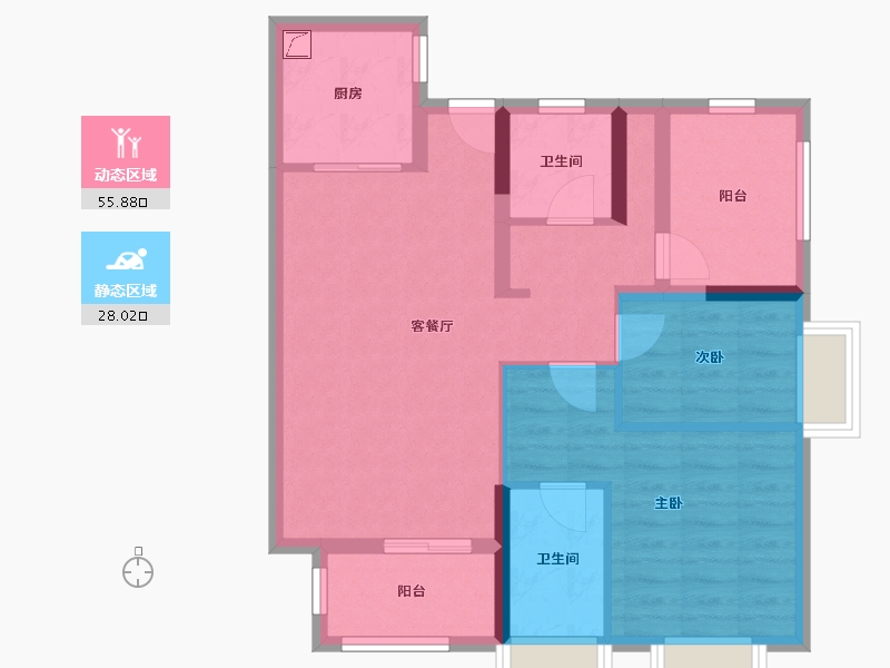 广东省-惠州市-龙湖雅居乐春江紫宸-74.07-户型库-动静分区