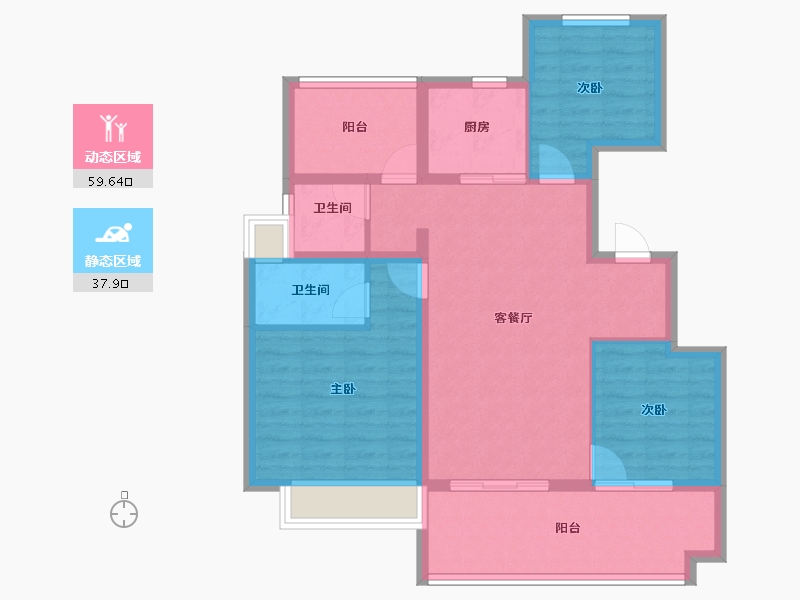 河北省-承德市-碧桂园兴隆湖畔-87.05-户型库-动静分区