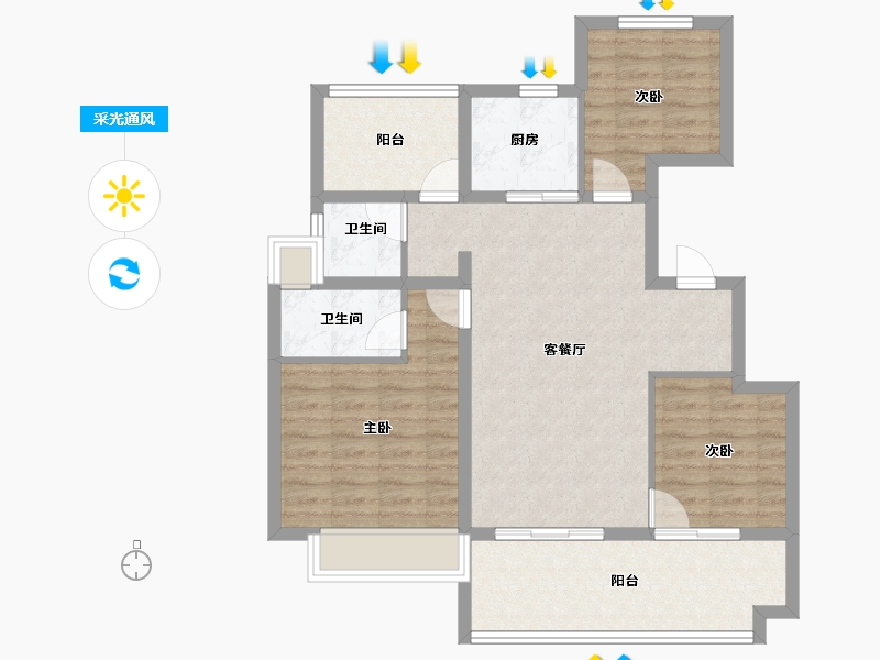 河北省-承德市-碧桂园兴隆湖畔-87.05-户型库-采光通风