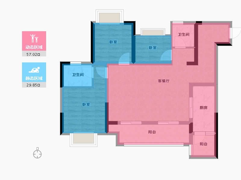 重庆-重庆市-棠城壹号院-76.15-户型库-动静分区