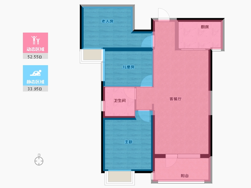 内蒙古自治区-包头市-海伦国际三期-76.97-户型库-动静分区