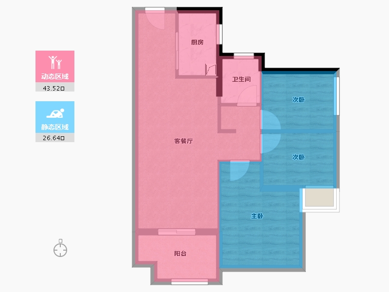 广东省-惠州市-万科中天宏远文瀚花园-62.43-户型库-动静分区