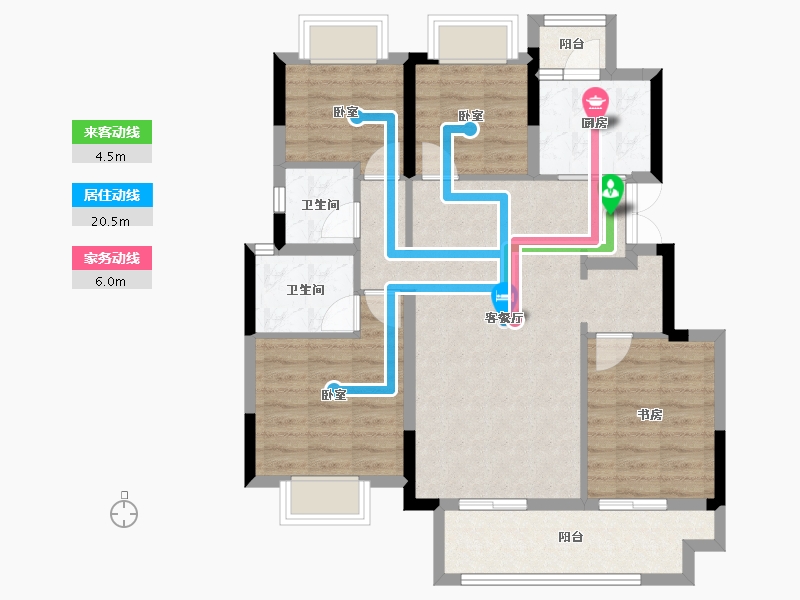 重庆-重庆市-棠城壹号院-88.23-户型库-动静线