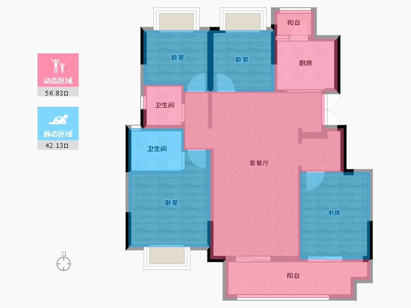 重庆-重庆市-棠城壹号院-88.23-户型库-动静分区