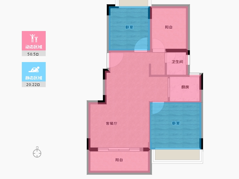 河南省-南阳市-仙境一号-63.36-户型库-动静分区