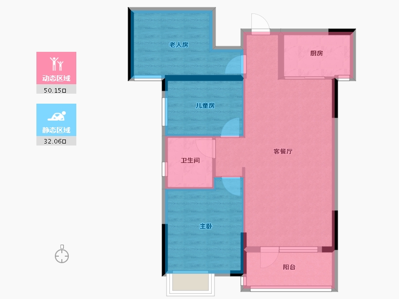 内蒙古自治区-包头市-海伦国际三期-73.51-户型库-动静分区