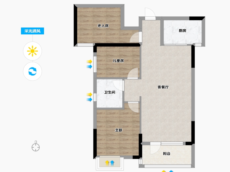 内蒙古自治区-包头市-海伦国际三期-73.51-户型库-采光通风