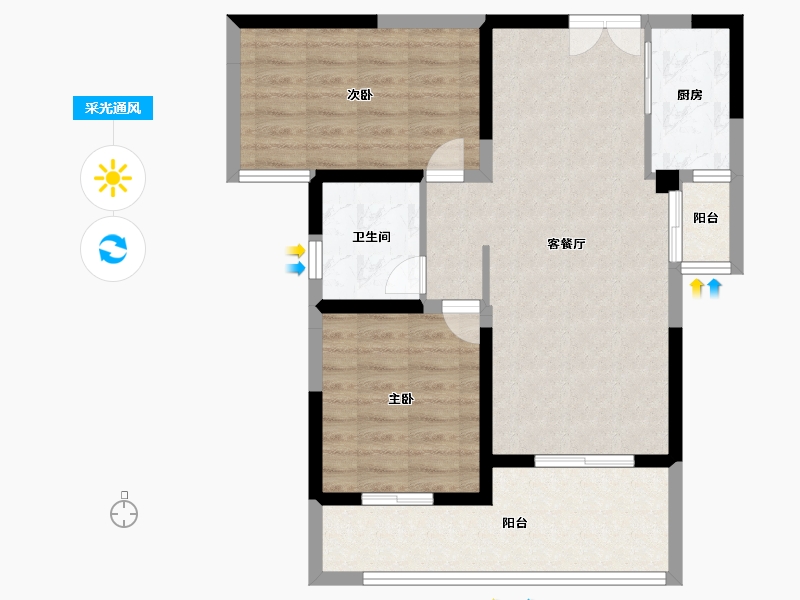 云南省-昆明市-七彩云南古滇名城-72.70-户型库-采光通风