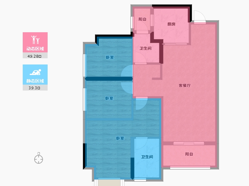 重庆-重庆市-云逸-78.45-户型库-动静分区