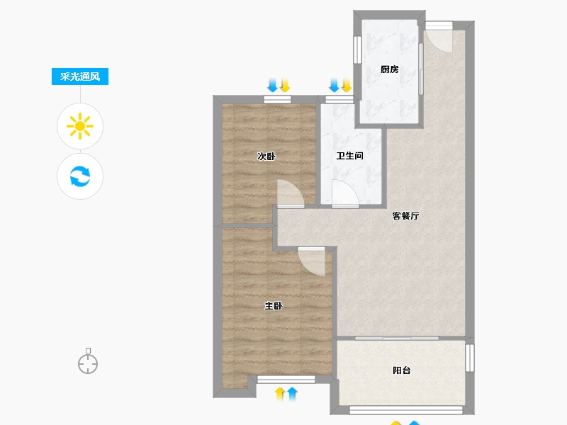 江苏省-苏州市-常发豪郡-60.00-户型库-采光通风