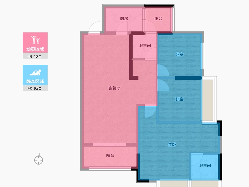 四川省-成都市-恒大银海湖-80.25-户型库-动静分区