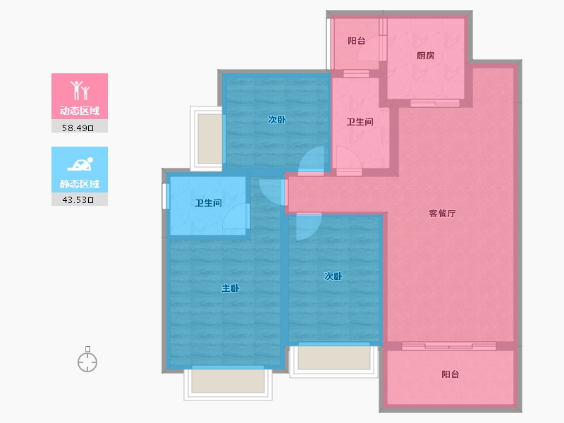 四川省-成都市-恒大御景半岛-90.69-户型库-动静分区