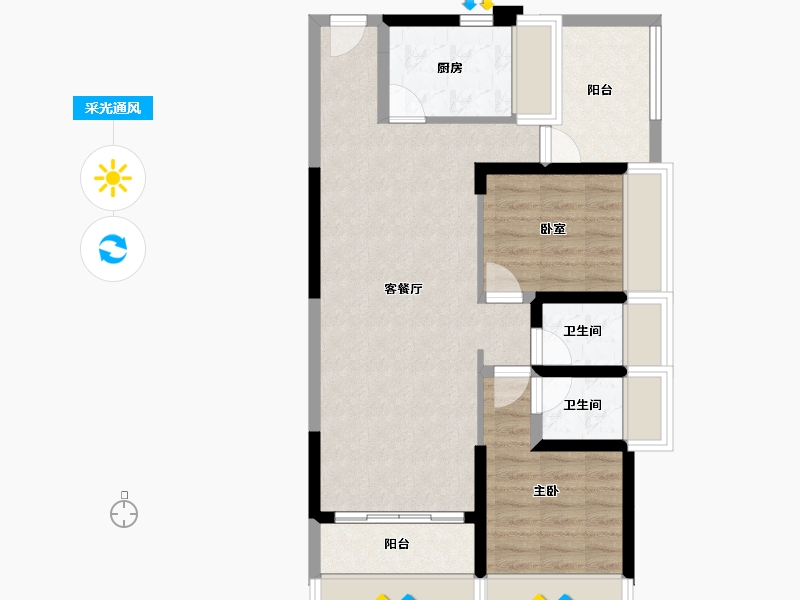 广东省-惠州市-卓洲绿景苑-73.23-户型库-采光通风