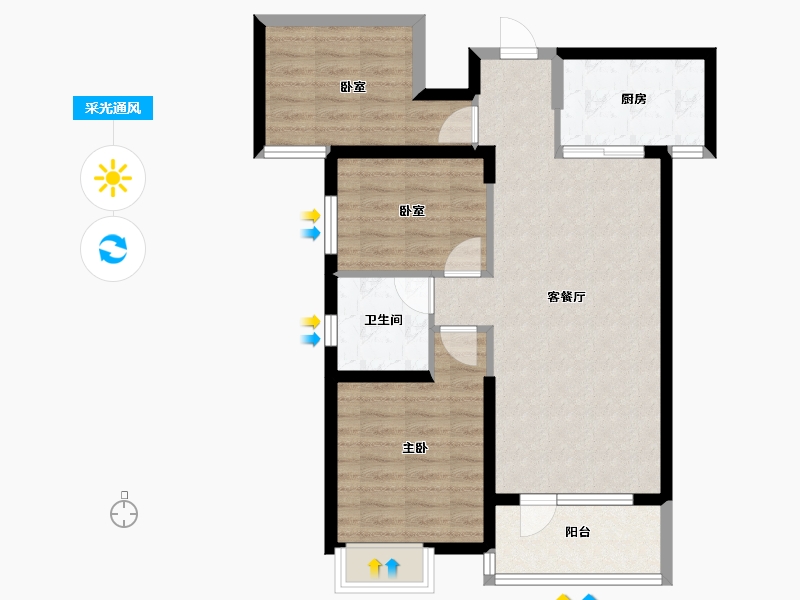 内蒙古自治区-包头市-海伦国际三期-76.12-户型库-采光通风