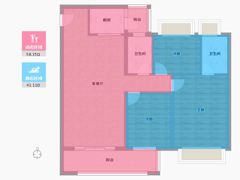 云南省-昆明市-龙光玖云台-89.61-户型库-动静分区