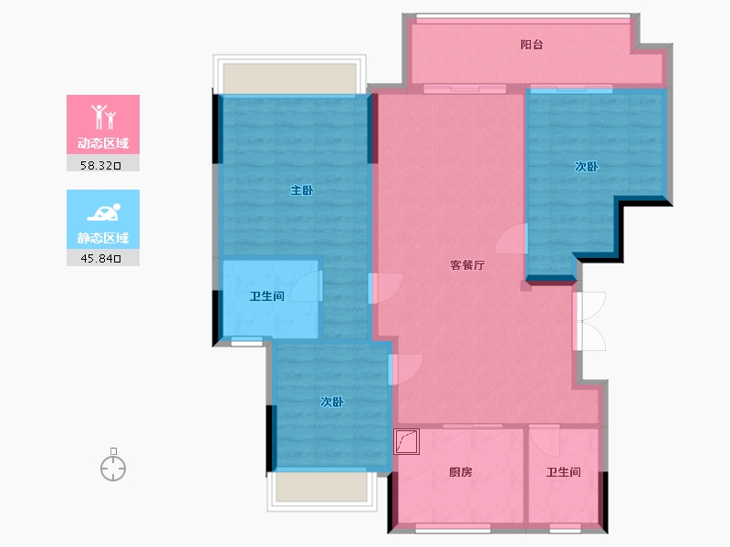 江苏省-盐城市-海悦东鸣府-93.83-户型库-动静分区