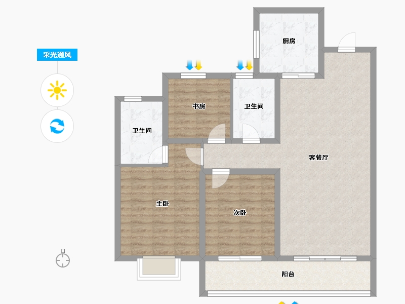 山东省-青岛市-佳源华府山海印-102.40-户型库-采光通风