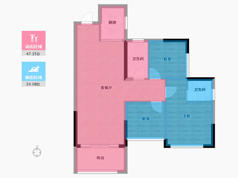 广东省-惠州市-裕泰名门花园-69.42-户型库-动静分区