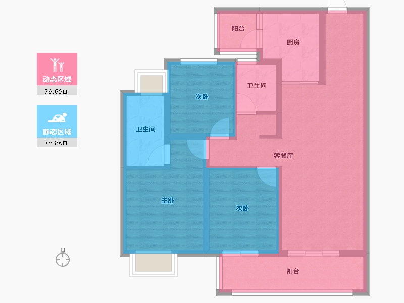 云南省-昆明市-龙湖天璞-87.21-户型库-动静分区