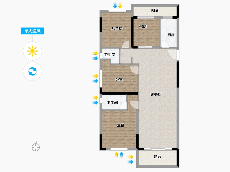 河南省-南阳市-碧桂园南都府-114.20-户型库-采光通风