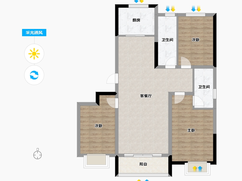 山东省-青岛市-交运山海懿品-93.60-户型库-采光通风