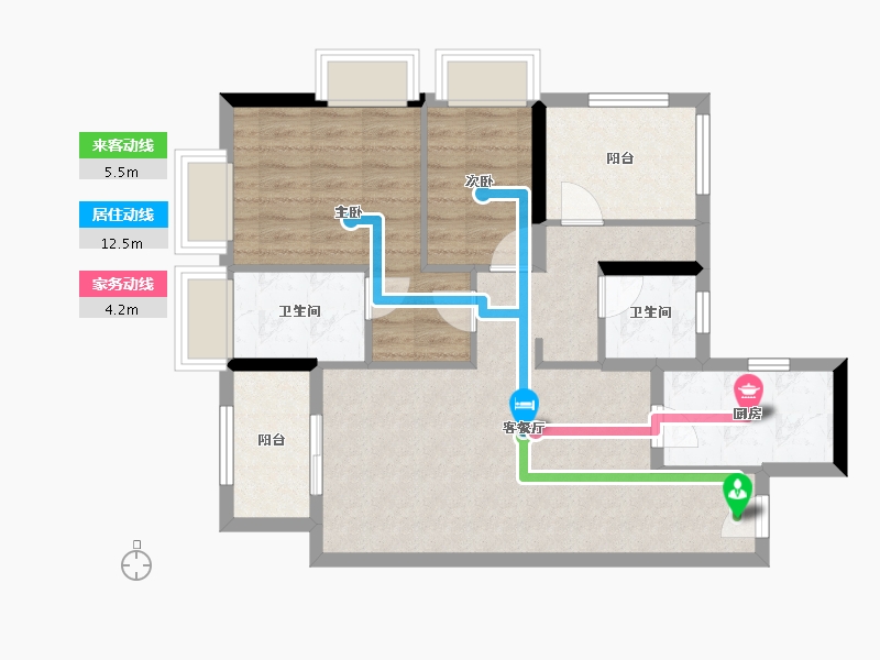 广东省-惠州市-龙湖雅居乐春江紫宸-74.23-户型库-动静线