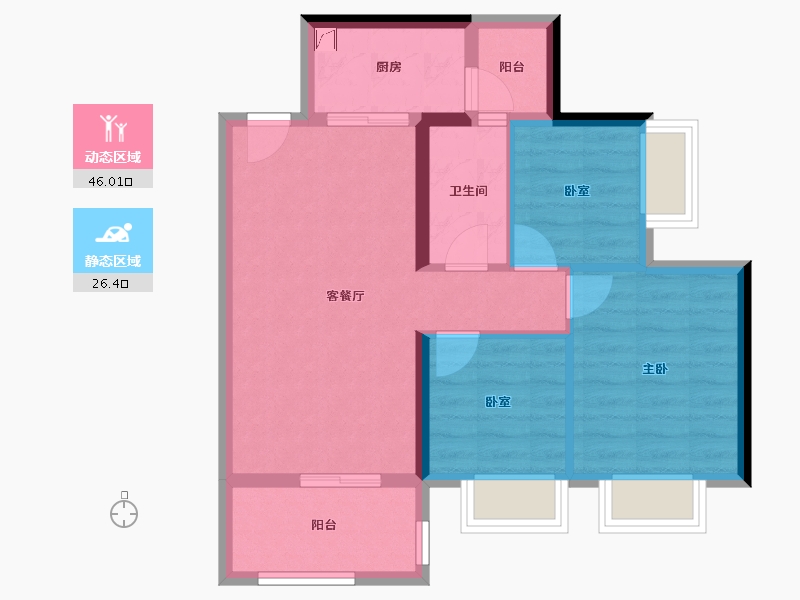 广东省-惠州市-鹏达南山壹号-64.09-户型库-动静分区