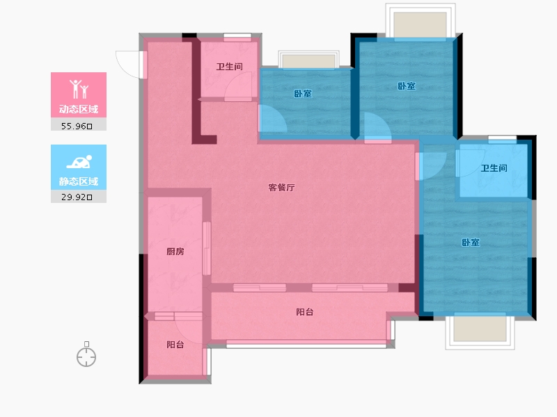 重庆-重庆市-棠城壹号院-75.56-户型库-动静分区