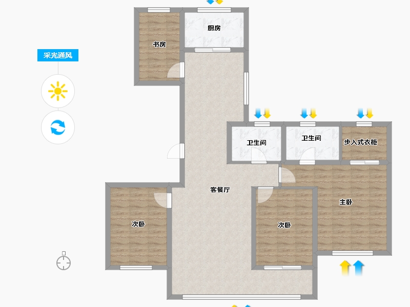 河北省-邢台市-金域华府-125.00-户型库-采光通风