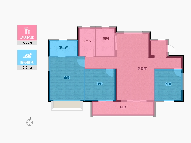 云南省-昆明市-七彩云南古滇名城-91.45-户型库-动静分区