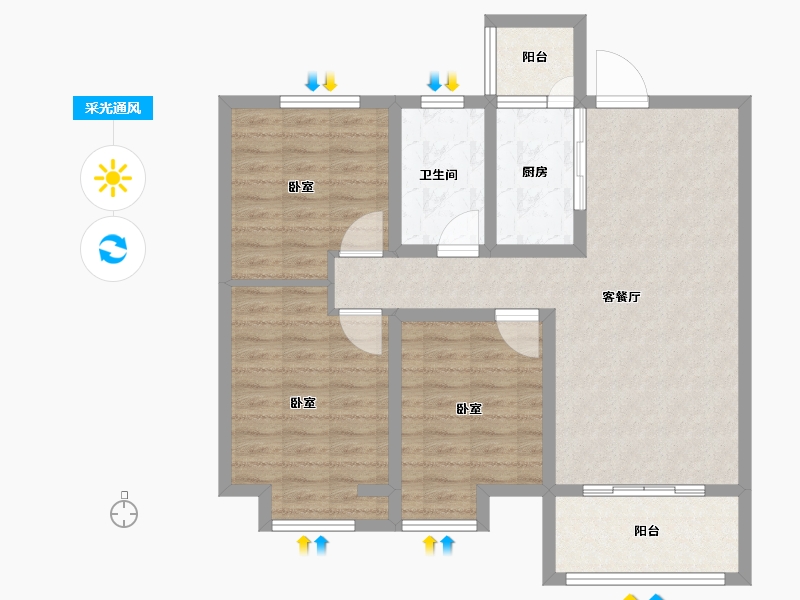 河南省-南阳市-东郡华府-88.24-户型库-采光通风