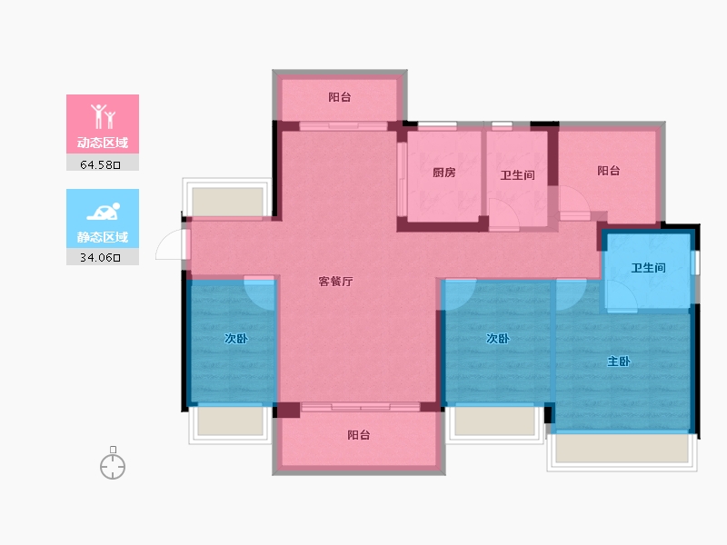 广东省-惠州市-友诚荷悦台-88.00-户型库-动静分区