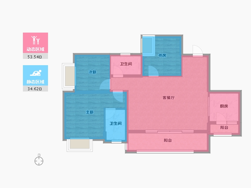 重庆-重庆市-力帆翡翠郡-82.08-户型库-动静分区