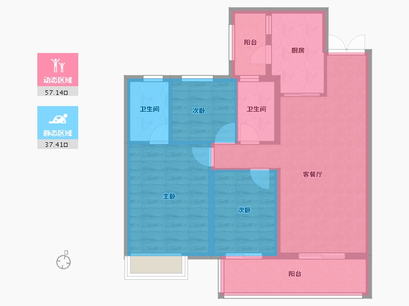 云南省-昆明市-安居和苑-84.59-户型库-动静分区