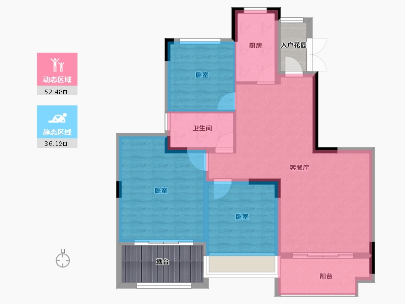 四川省-成都市-恒大银海湖-88.96-户型库-动静分区