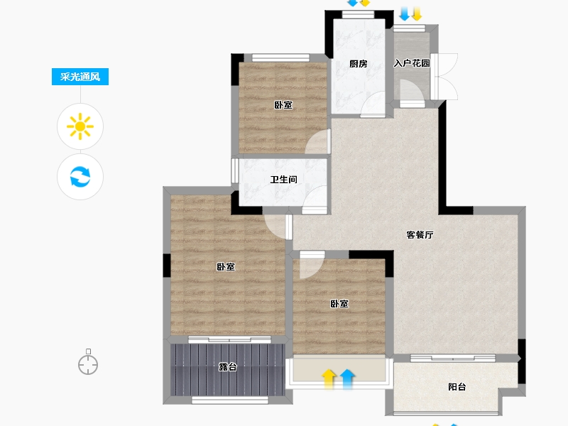 四川省-成都市-恒大银海湖-88.96-户型库-采光通风