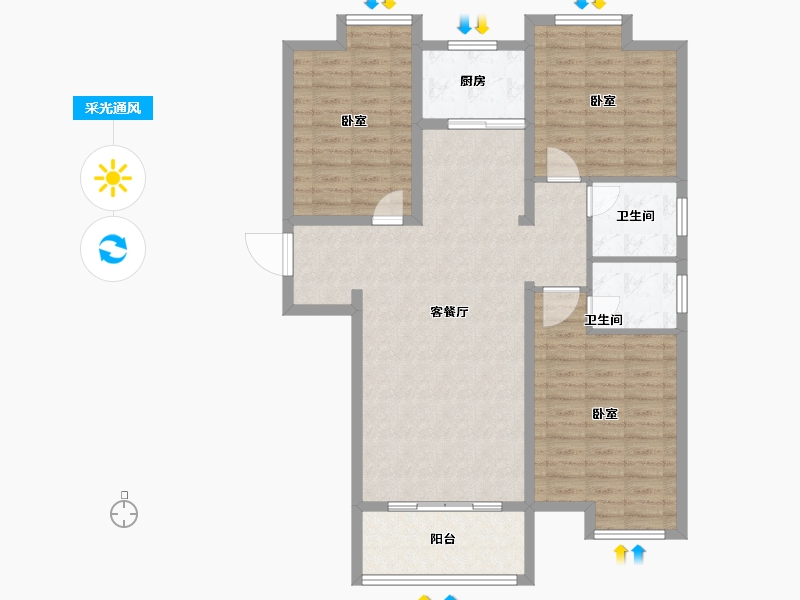 河南省-南阳市-东郡华府-101.77-户型库-采光通风