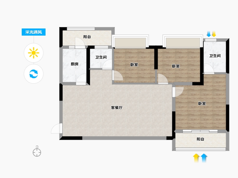 四川省-成都市-恒大银海湖-91.16-户型库-采光通风