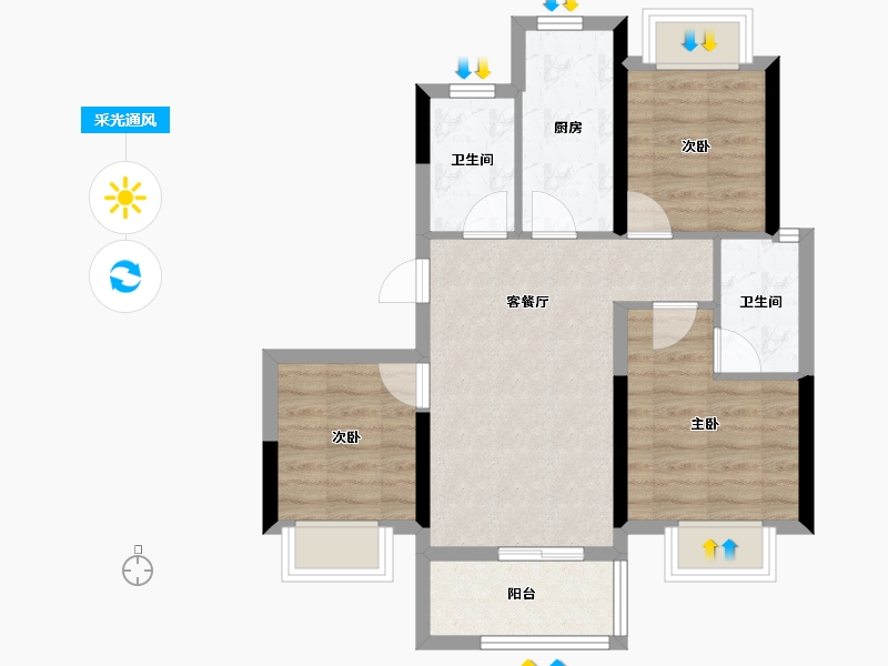 云南省-昆明市-中建龙熙国际-61.47-户型库-采光通风