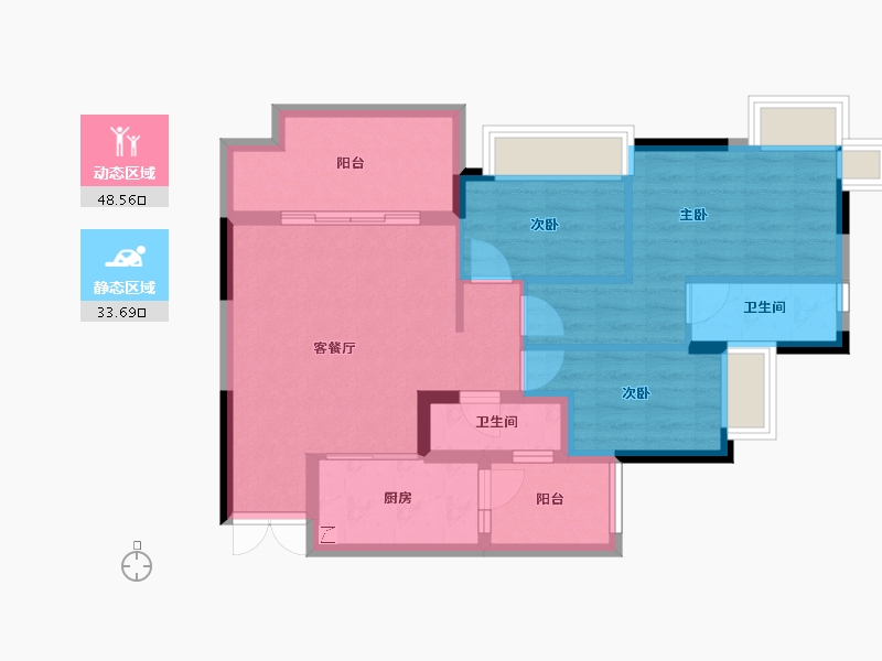 重庆-重庆市-融汇温泉城锦绣里-72.72-户型库-动静分区