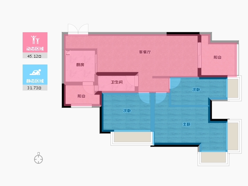 重庆-重庆市-融汇温泉城锦绣里-67.28-户型库-动静分区