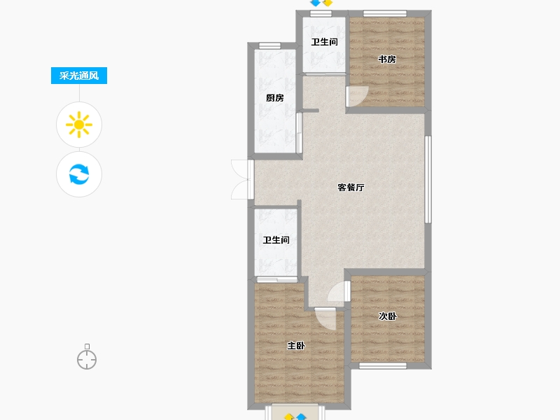 新疆维吾尔自治区-乌鲁木齐市-金科阳光尚郡-90.59-户型库-采光通风