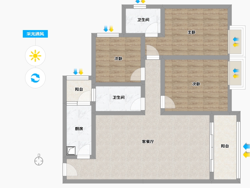 贵州省-遵义市-美域中央-90.00-户型库-采光通风