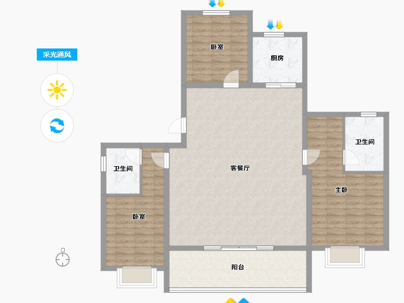 山东省-青岛市-佳源华府山海印-120.80-户型库-采光通风